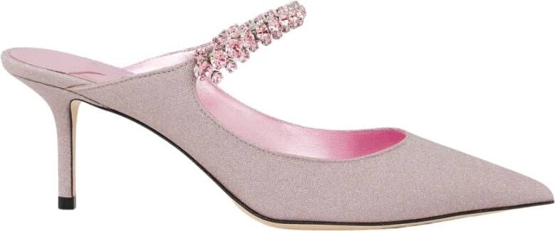 Jimmy Choo Roze hoge hak muiltjes met kristallen
