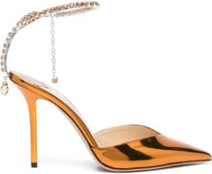 Jimmy Choo Saeda 100 Metallic Leren Hak Pumps Bruin Dames