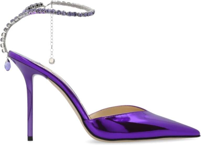 Jimmy Choo Paarse hakpumps met kristalversiering Purple Dames