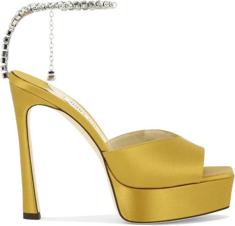 Jimmy Choo Saeda sandalen verfraaid met kristal Geel