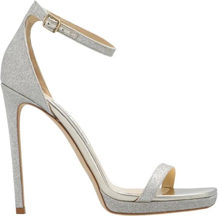 Jimmy Choo Glitter Leren Sandalen met Enkelbandje Yellow Dames