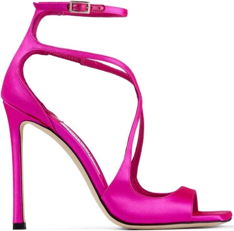 Jimmy Choo Satijnen sandalen met hak Pink Dames