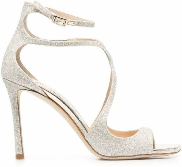 Jimmy Choo Sandalen met Glitterpoeder en Verfijnde Bandjes White Dames