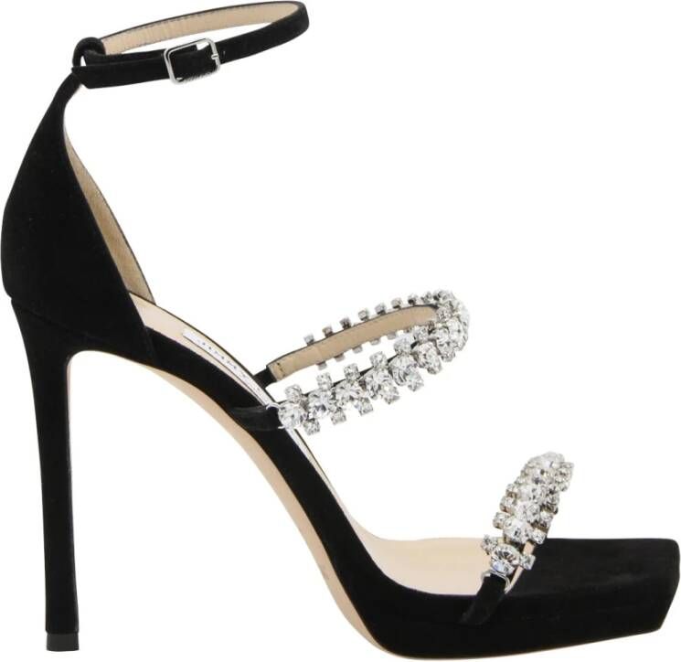 Jimmy Choo Hoge hakken Black Bing Sandals With Crustal Embellishment In L in zwart