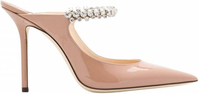 Jimmy Choo Patent Leather Pumps with Crystal Strap Roze Dames