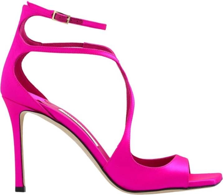 Jimmy Choo Satijnen sandalen met hak Pink Dames