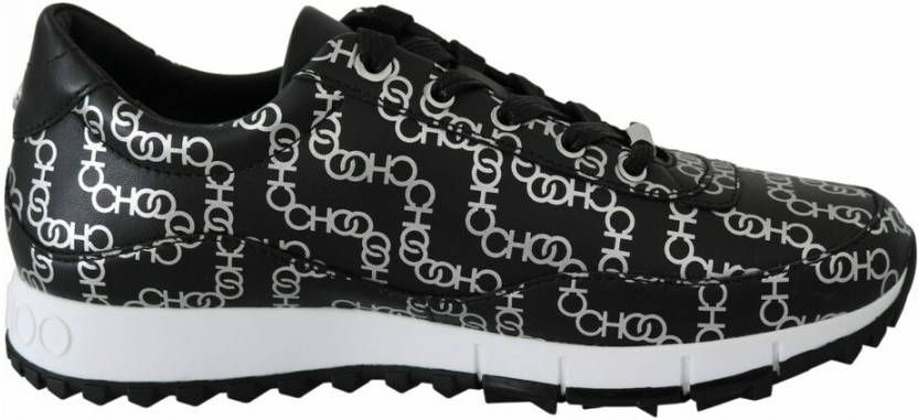 Jimmy Choo Zwarte Zilveren Monza Sneakers van Leer Black Dames