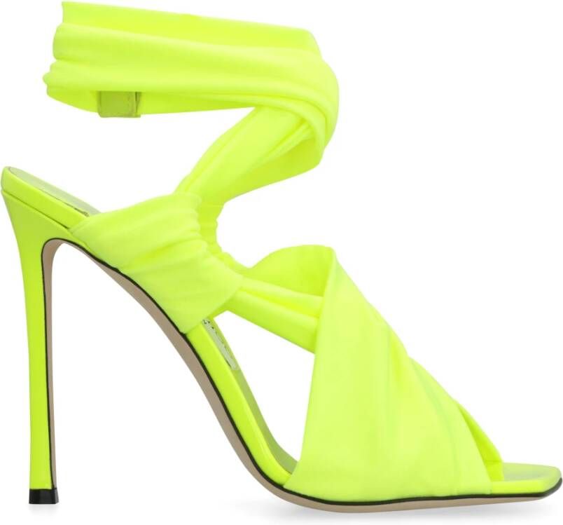 Jimmy Choo Stiletto Sandalen met Vierkante Neus Yellow Dames