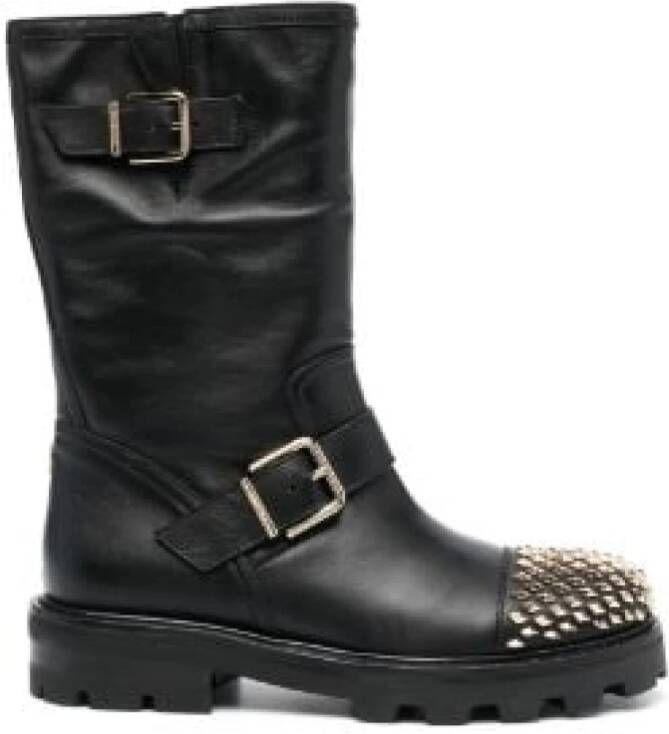 Jimmy Choo Studded Bikerlaarzen Goud Black Dames