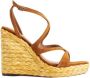 Jimmy Choo Suede en Raffia Sleehak Sandalen - Thumbnail 1