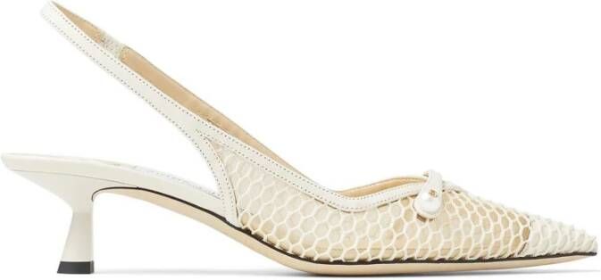 Jimmy Choo Witte Mesh Lage Hak Slingback Schoenen