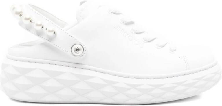 Jimmy Choo Witte Parel Leren Sandalen