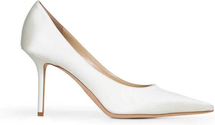 Jimmy Choo Witte Satijnen Stiletto Hak Schoenen