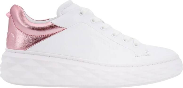Jimmy Choo Witte Sneakers Veters Logo Leer White Dames