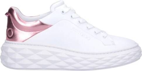 Jimmy Choo Witte leren sneakers met diamantmotief White Dames