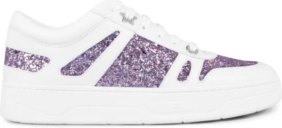 Jimmy Choo Witte Roze Violet Glitter Sneakers Multicolor Dames