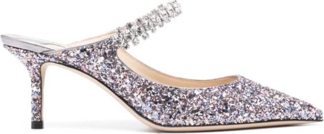 Jimmy Choo Zilveren Glitter Hak Muiltjes