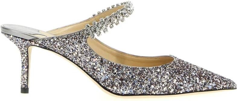 Jimmy Choo Zilveren Glitter Puntige Neus Platte Schoenen Gray Dames
