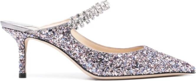 Jimmy Choo Zilveren Glitter Puntige Neus Platte Schoenen Gray Dames