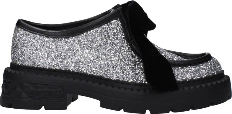 Jimmy Choo Zilveren Glitter Slip-On Loafers