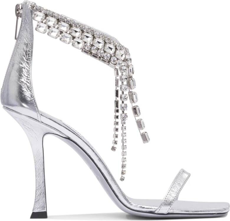 Jimmy Choo Zilveren Leren Sandalen Verhogen Stijl