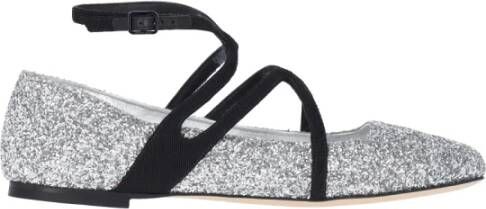 Jimmy Choo Zilveren Platte Schoenen Elegante Stijl White Dames