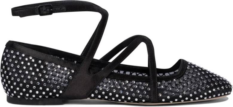 Jimmy Choo Zwarte Ballerina's Elegant Lederen Mix