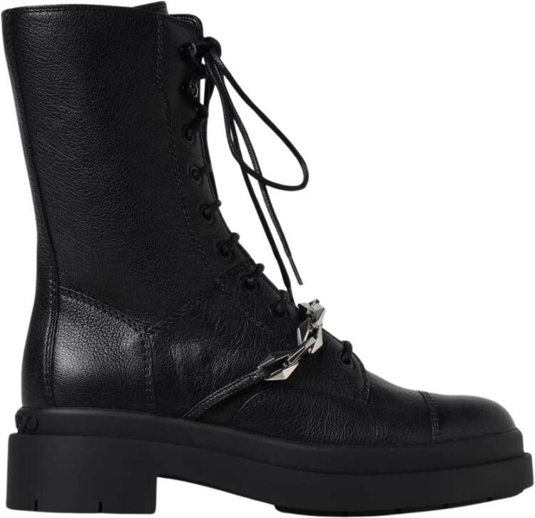 Jimmy Choo Zwarte Enkellaarsjes met Kettingdetail