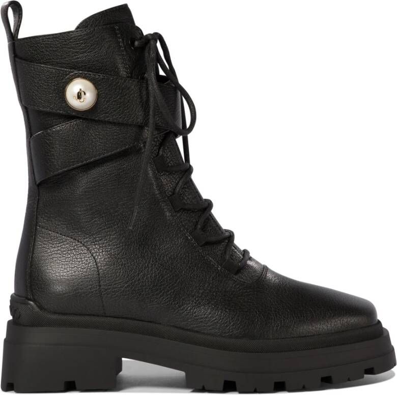 Jimmy Choo Zwarte Enkellaarsjes met Parelband