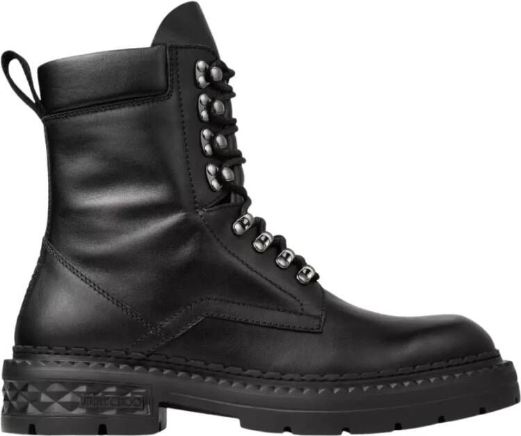 Jimmy Choo Zwarte leren enkellaarzen met logo