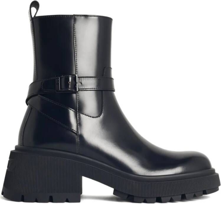 Jimmy Choo Zwarte Leren Gesp Laarzen