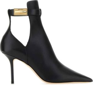 Jimmy Choo Zwarte leren Nell 85 enkellaarzen Zwart Dames