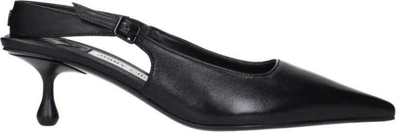 Jimmy Choo Zwarte leren platte sandalen met achterlogo