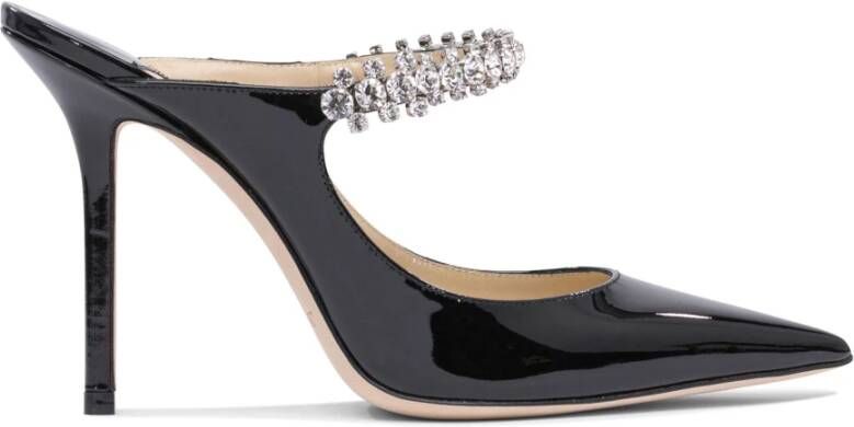Jimmy Choo Zwarte Lakleren Sandalen met Kristallen Bandjes