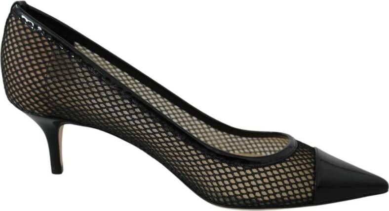 Jimmy Choo Zwarte Mesh en Leren Amika Pumps Black Dames