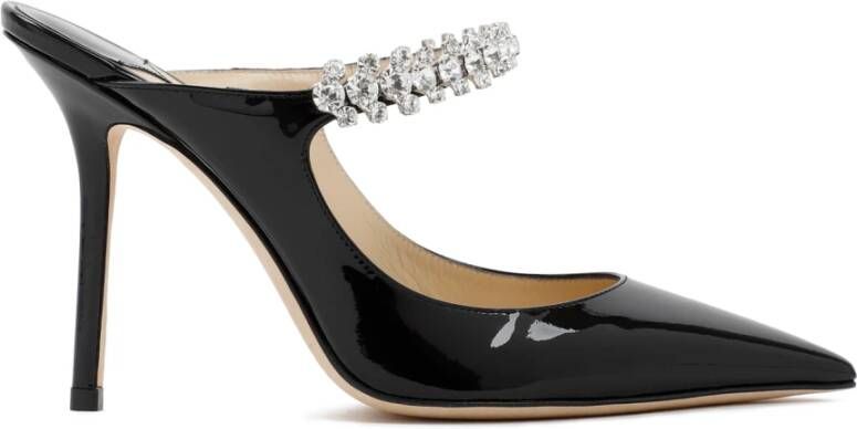 Jimmy Choo Zwarte Lakleren Sandalen met Kristallen Bandjes