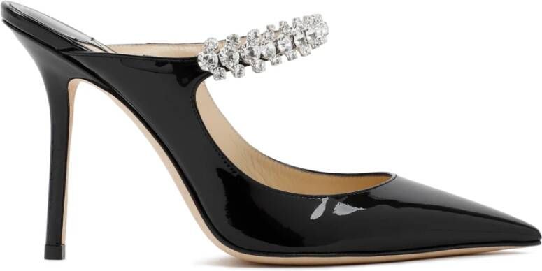 Jimmy Choo Zwarte Patentleren Sandalen Kristalversiering Black Dames