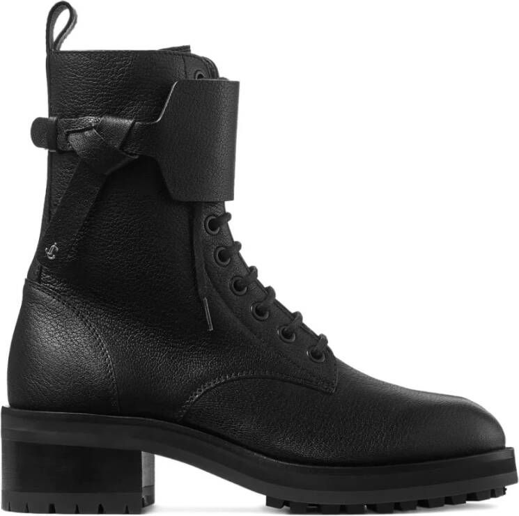 Jimmy Choo Zwarte platte enkellaarsjes van leer