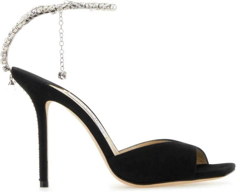 Jimmy Choo Zwarte Suède Sandalen met Verstelbare Enkelband Black Dames