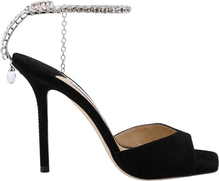 Jimmy Choo Zwarte Suède Sandalen met Verstelbare Enkelband Black Dames