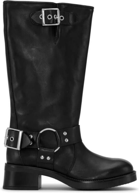 JoDis Zwarte Biker Boots met Harnasdetails Black Dames