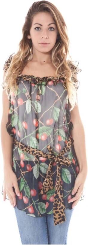 John Galliano Dames shirt met korte mouwen en boothals