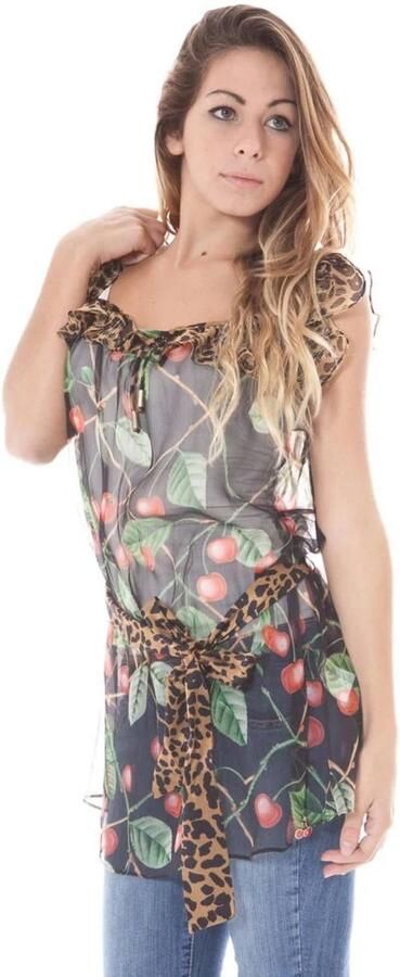 John Galliano Shirt met boothals en korte mouwen