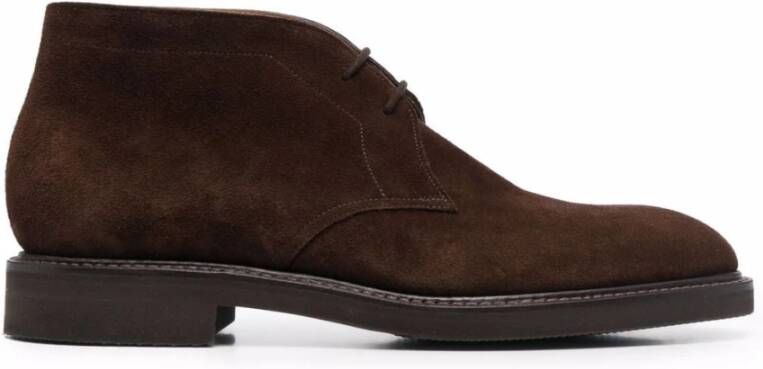 John Lobb Donkerbruine Suède Veterschoenen Brown Heren