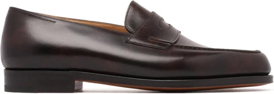 John Lobb Donkerbruine Slip On Loafers