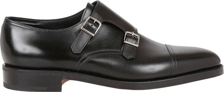John Lobb Zwarte Leren Dubbele Gesp Loafers Black Heren