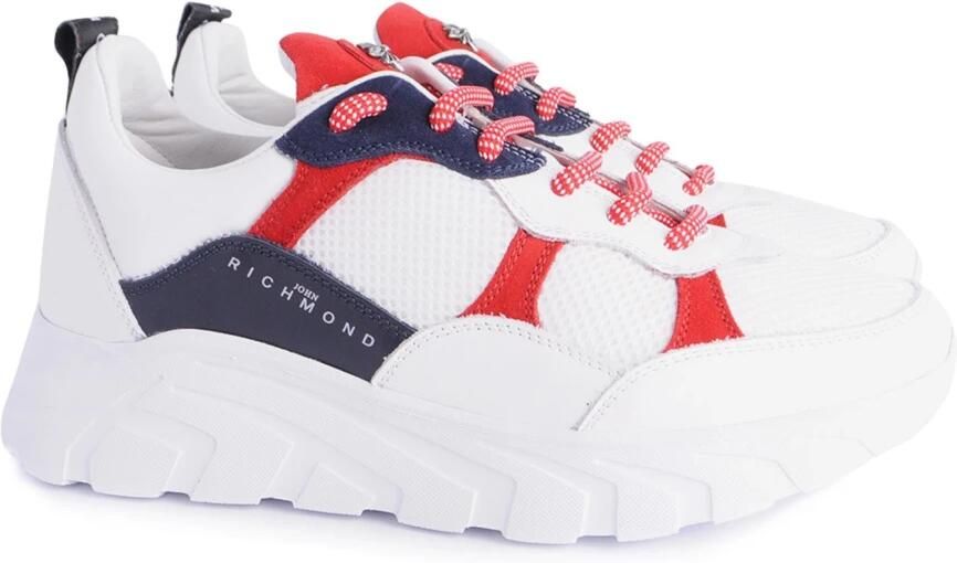 John Richmond Kleurrijke Veterschoenen met Dikke Zool Wit Heren