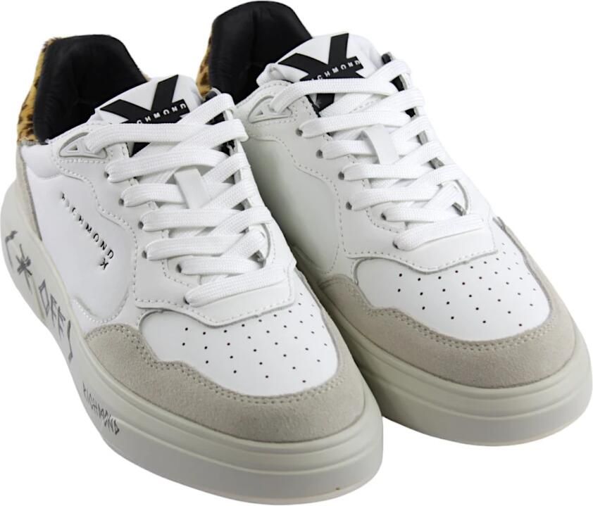 John Richmond Wit Roze Leren Sneakers White Dames