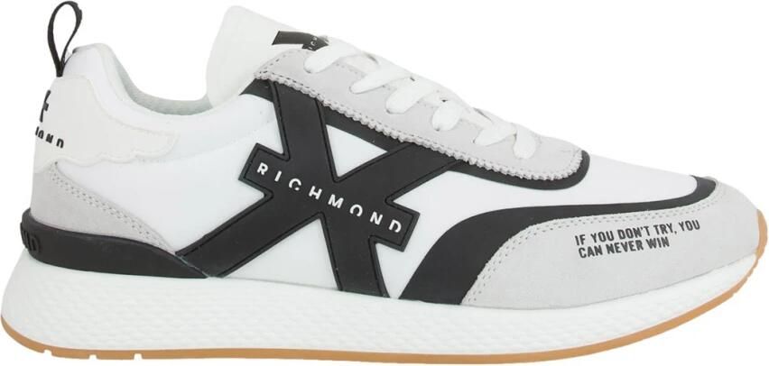 John Richmond Witte leren sneakers