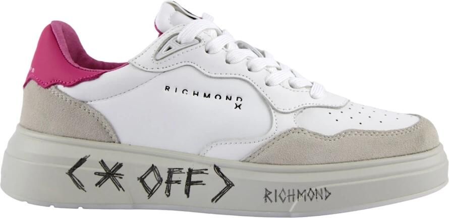 John Richmond Wit Roze Leren Sneakers White Dames - Foto 4